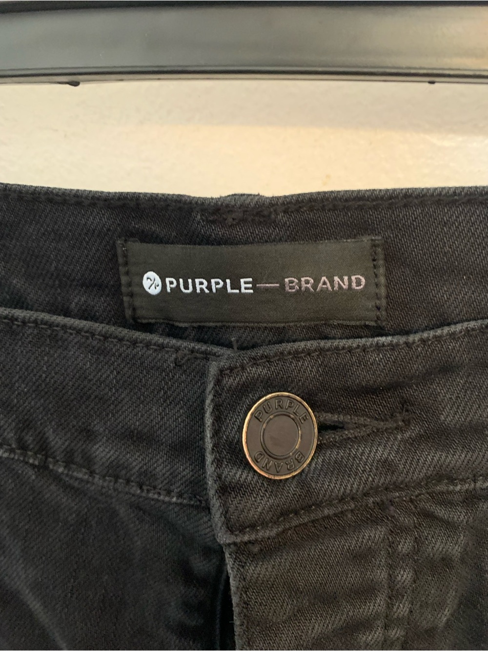 Purple Brand Black Jeans with Branded Button